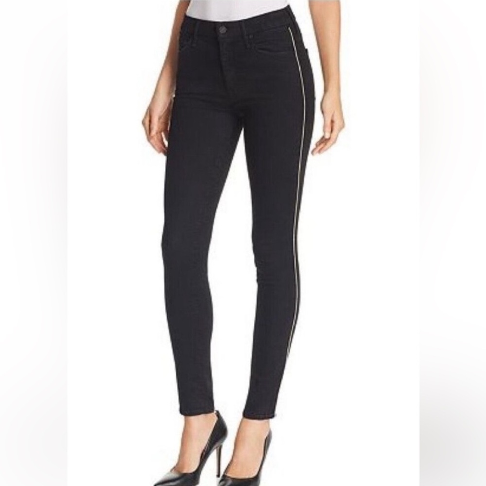 MOTHER Black Denim Jeans High Waisted Looker Not Guilty One-Liner 28